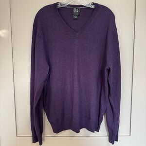 Jos A Bank V-neck 100% Merino Wool B-Neck‎ Sweater XL Purple